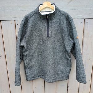 ORVIS Men's Brighton Sherpa-Lined Gray/Black Quarter-Zip Sweater Size XL